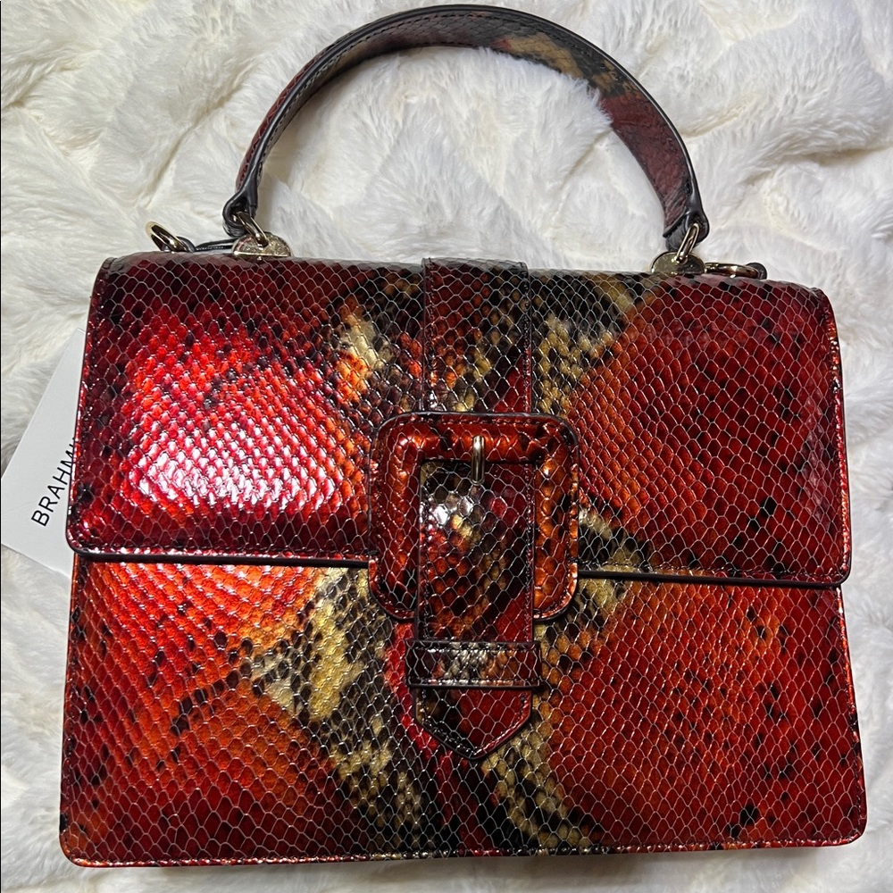 BRAHMIN Mini Francine Satchel with matching Veronica Wallet/Crimson Rosebay NWT - Picture 2 of 15